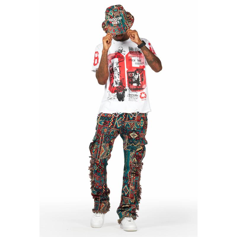 Ayami Red Slim Tapestry Flare Jean