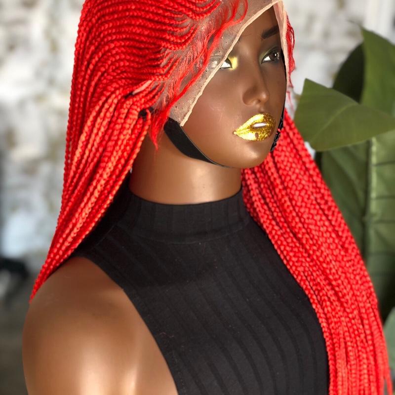 Frontal cornrow wig red cornrow wig.28 inches