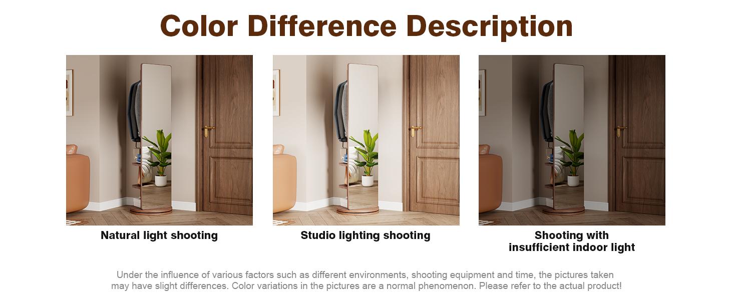 Full Length Mirror with Coat Rack & Storage Hooks, Solid Wood Standing Floor Mirror, Multifunctional Dressing Mirror for Bedroom & Living Room, Space Saving Home Décor Furniture