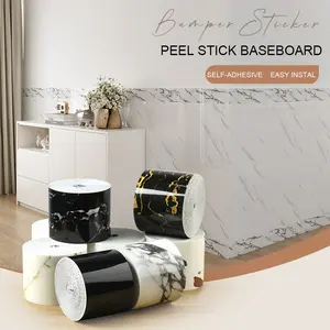 1 roll, 197 inches x 3.94 inches, large roll thickened version, European-style marble tile panel wallpaper, self-adhesive PVC brick imitation, peel and stick, DIY removable without residue, waterproof, wear-resistant, long-lasting, bedroom corner decorati