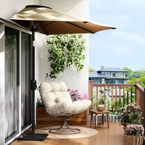 9FT Half Patio Umbrella for Outdoor Shade – Smooth Crank Lift, UV Protection – Ideal for Patio, Garden, Deck, Balcony, Table – Durable Canopy