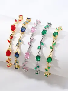 Iced Out Multicolor Zircon Leaf Vine Bracelet, Vintage Diamond-Encrusted Branch Design, Dainty Luxury Minimalist Hand Jewelry, Versatile Gift for Best Friends, Fashion Geometric Simple Accessory for Women, Bracelet Chain, Aesthetic Jewelry Gift