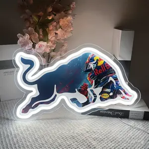 Red Bull Racing Neon Signs F1 Logos Wall-Mounted LED Adjustable Signs Max Verstappen Light Fixtures Home Decor for Bedrooms Game Rooms Men's Cave Racing Neon Signs