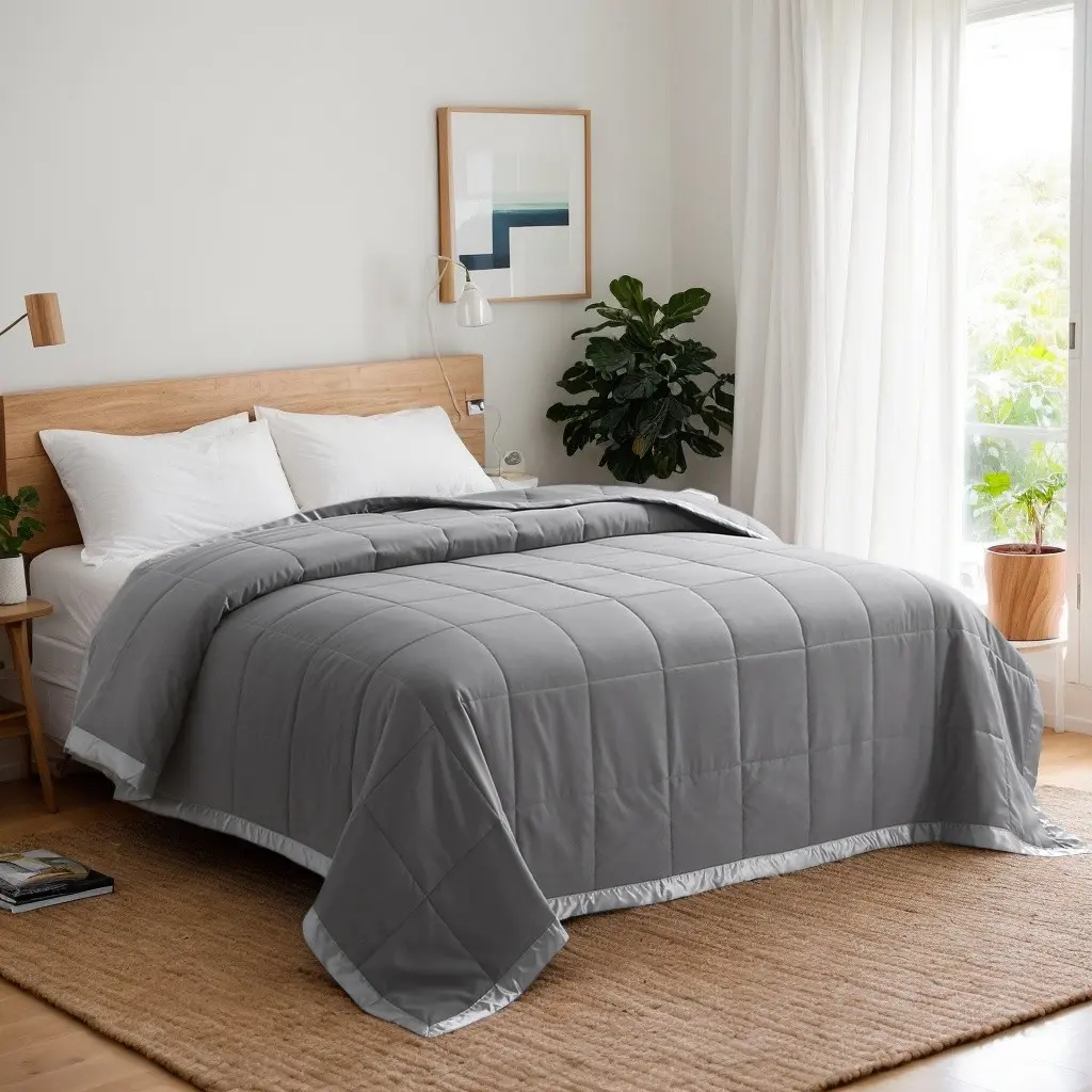 1 pc Coverless Duvet Double, Ultra-Soft All Season Quilt, High-quality Fiber Filling, with Elegant Satin Trim, Lightweight and Breathable, Suitable for All Seasons, Machine Washable