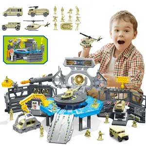 Frontoytall Military Base Playset for Kids, Army Military Toy Set with Repair Station, Vehicles & Accessories, Army Command Center Pretend Play Toys for Boys Ages 4-8 5-7 6-12 Birthday Gift
