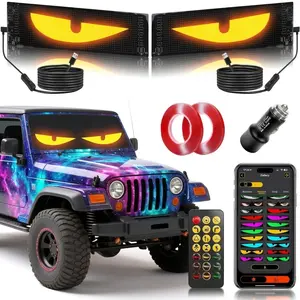 Customizable LED Devil Eyes Display for Car Window - Bluetooth Programmable Illuminated Emblem with Dynamic Text & Animation, Universal Car Accessories & RGB Led Lights for Trucks and SUVs