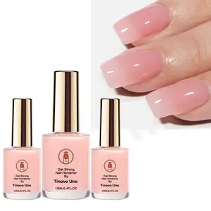 Tinovo Uno 3Pcs Pink Nail Hardening Agent 0.41 0zDecorative Nail Art, Natural Transparent Pink BrighteningGloss