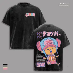 Limited Edition Tony Tony Chopper One Piece Vintage Washed Oversized T-Shirt – Straw Hat Pirates Doctor Anime Graphic Tee, Heavyweight Cotton Double Sided Y2K 90s Streetwear Unisex Manga Fan Gift Apparel