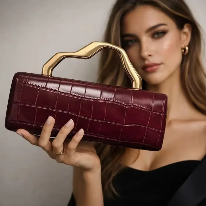 2026 New European-American PU Leather Square Hard Shell Handbag - Large Capacity, Fashion Magnetic Clasp, Shoulder Chain, High-Quality, Suitable for Parties & Daily Use, 26cm Home Organizer Storage Bag