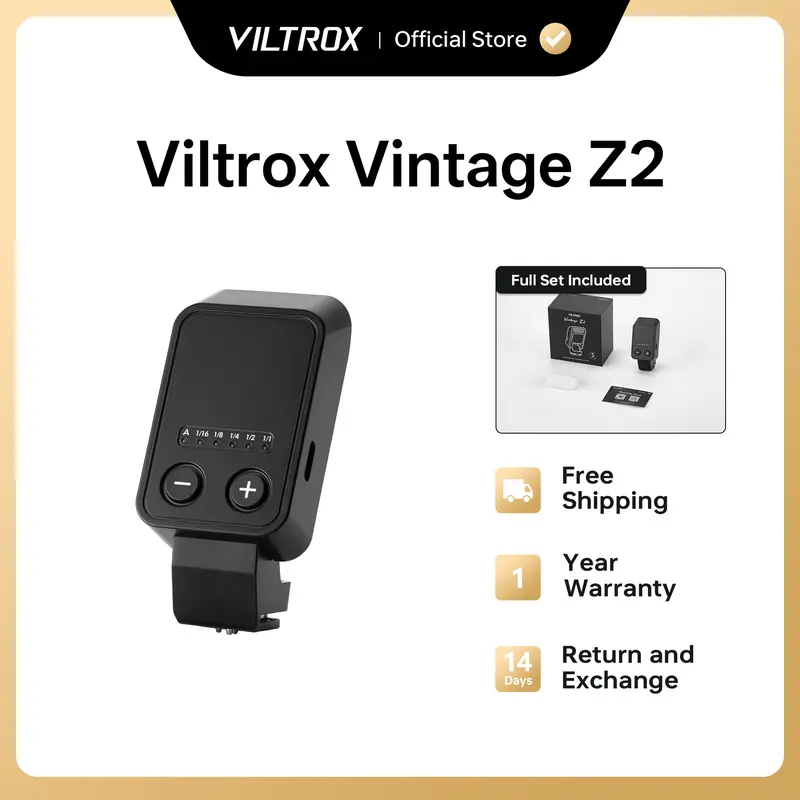 VILTROX Vintage Z2 Mini TTL On-Camera Flash Camera Accessory - Hot Shoe, 5-Stop Power Control, 52g Ultra-Lightweight, 700 Full-Power Flashes, Effortless Operation for Sony, Nikon - Photography Fill Light for Raised Position Natural Light Shooting