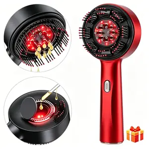 Rechargeable scalp massager brush with red light therapy and an oil dispensing function relaxes the scalp, nourishes hair, and relieves stress for both men and women — a perfect at-home hair care essential.