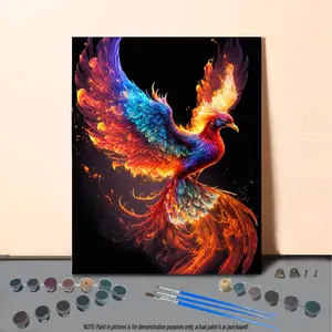 Phoenix Pattern DIY Painting Supplies, Art Materials, Painting Tool, 1 Set DIY Painting By Numbers Kit, DIY Wall Art Painting for Home Bedroom Living Room Decor