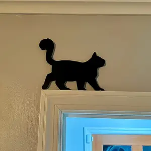 Wooden Walking Cat Door Frame Decoration, Wall Art for Home Decor, Perfect for Christmas and Thanksgiving, Festive Holiday Ornament