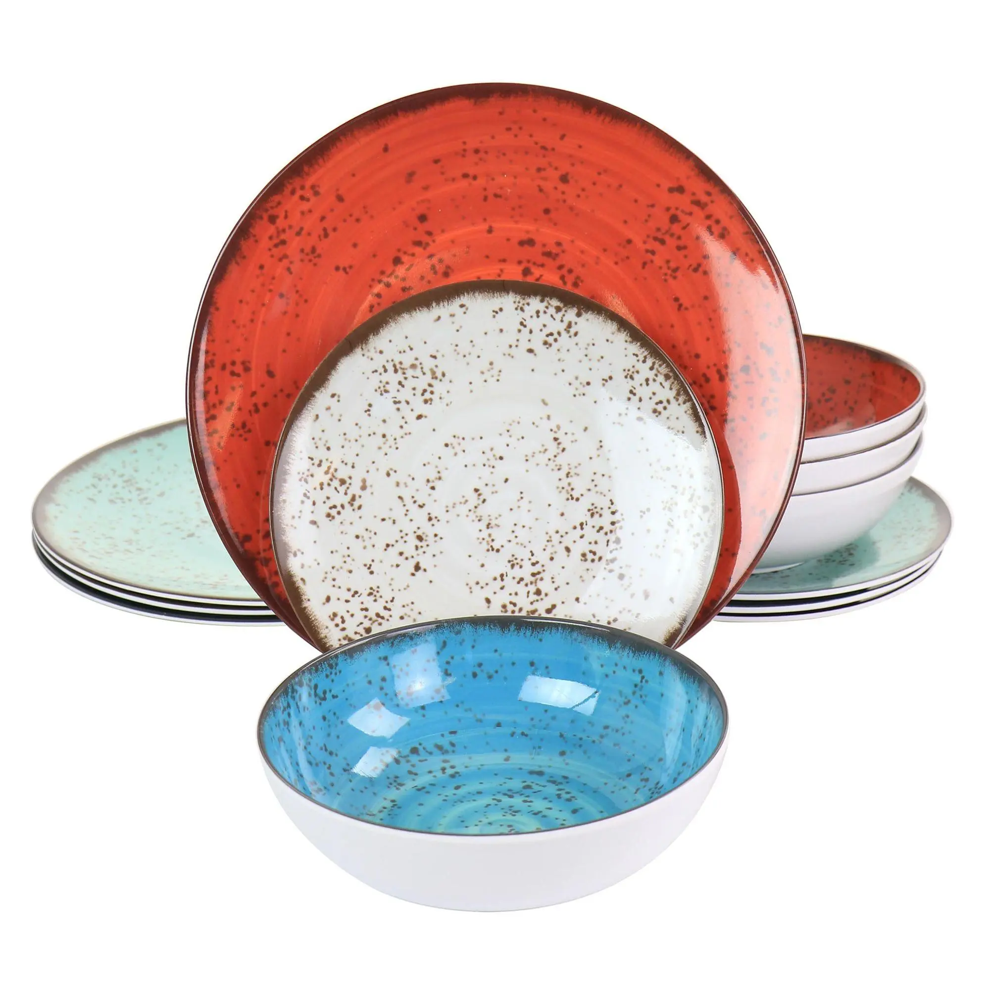 Elama Pryce 12-Piece Melamine Dinnerware Set