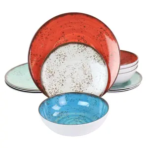 Elama Pryce 12-Piece Melamine Dinnerware Set