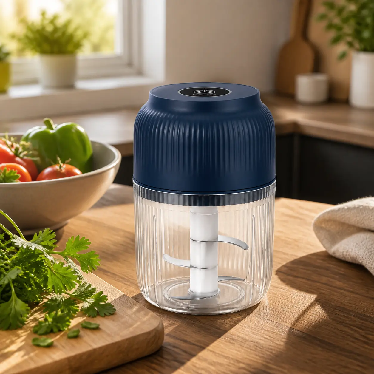 Electric Mini Food Chopper, 300ML Rechargeable Cordless Processor with 4-Blade Stainless Steel Cutter for Garlic, Vegetables, Herbs and Meat, Halloween Kitchen Gift for Cooking Enthusiasts