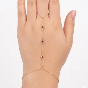 Hand Chain with Red Beads - Adjustable Finger Bracelet for Women's Fashion Accessories