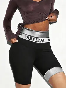 Women's Sauna Sweatpants High-Waist Slimming Shorts, Compression Thermo Workout Exercise Body Shaper, Silver &