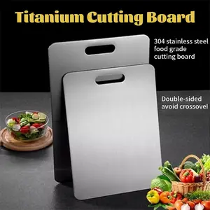 2 Pcs Antimicrobial Double-Sided Stainless Steel Chopping Board – Non-Stick, Durable & Hygienic Cutting Board for Meat, Fruit, and Vegetables, Perfect for Home or Restaurant Use