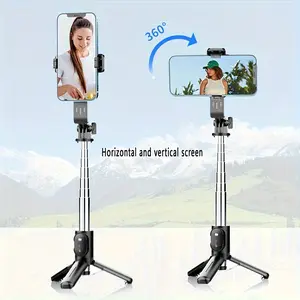 27inch Portable Selfie Stick Tripod with Wireless Remote - Portable, Extendable and Rotatable, Suitable for Vlog, Live Streaming and Video Recording - Durable Stainless Steel Material, Black/White