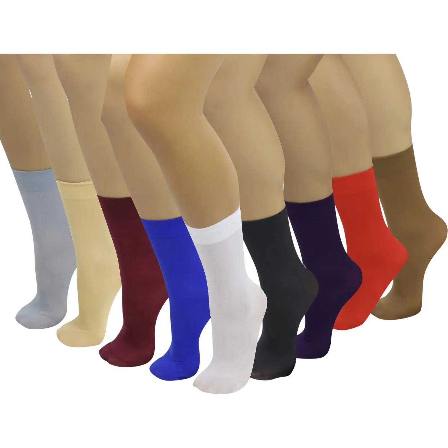 ToBeInStyle Women's Pack Of 6 Opaque Nylon Durable Stretch Ankle Socks Fit Womenswear