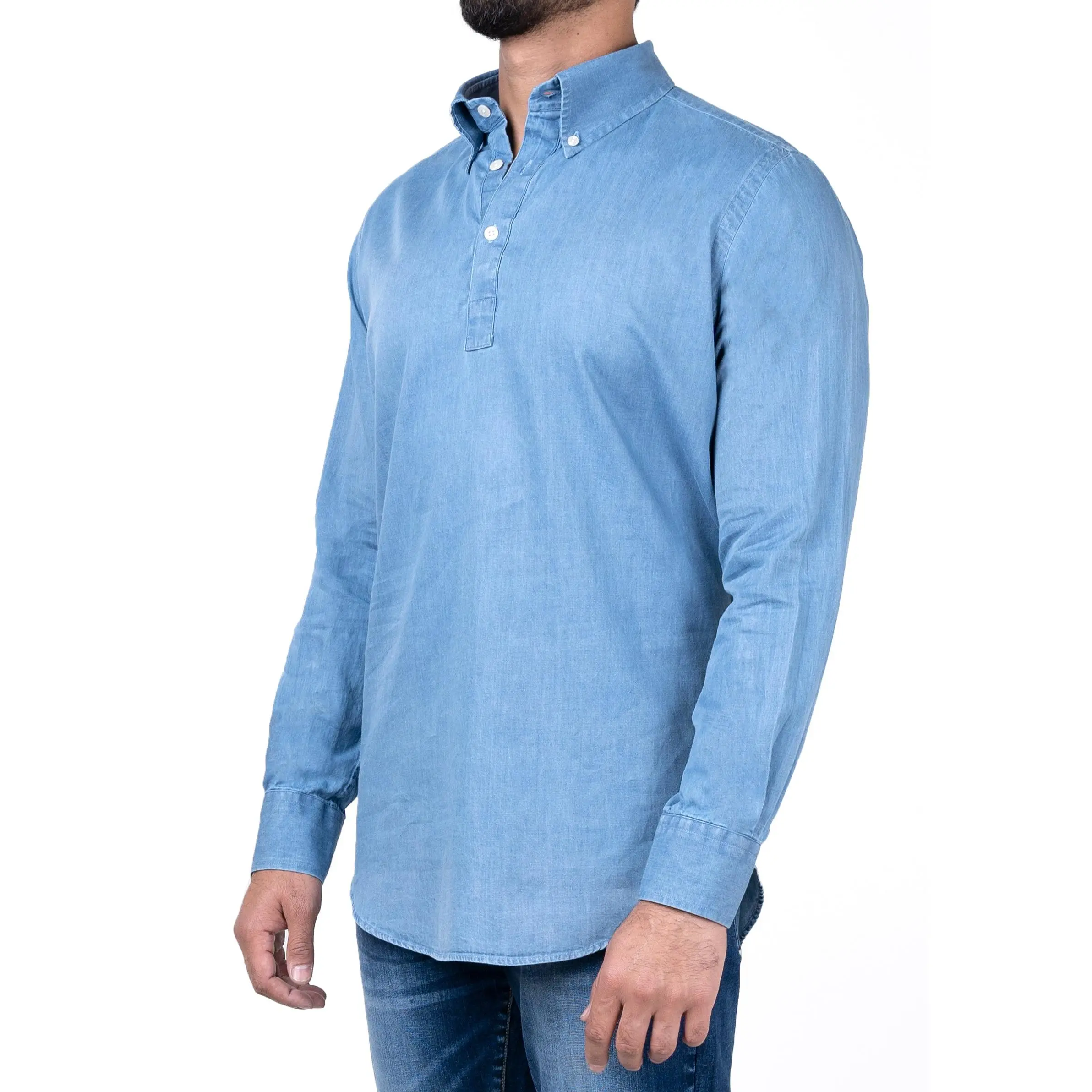 Denim Light Wash Popover Shirt