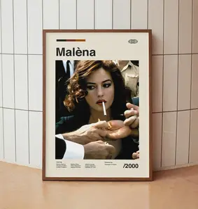 Malena Vintage Movie Poster - Monica Bellucci Cigarette - Minimalist Midcentury Wall Art Print