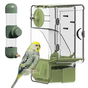 2Pcs Automatic Bird Feeder, Bird Cage Feeder with Perch Multi-Functional Holder for Fruits Vegetables for Parakeet Canary Cockatiel Finch (Green) - Home Improvement.