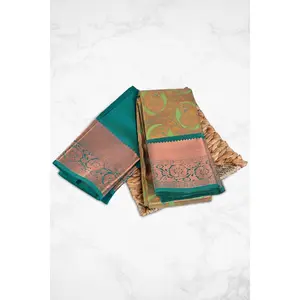 Timeless Kanchipuram Tissue Silk Saree with Golden Zari Work