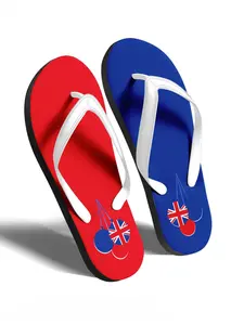 Women's Union Jack Flag Print Slides, Casual Comfortable Flip Flops for Beach, Stylish Holiday Slippers for Outdoor and Indoor, Girl