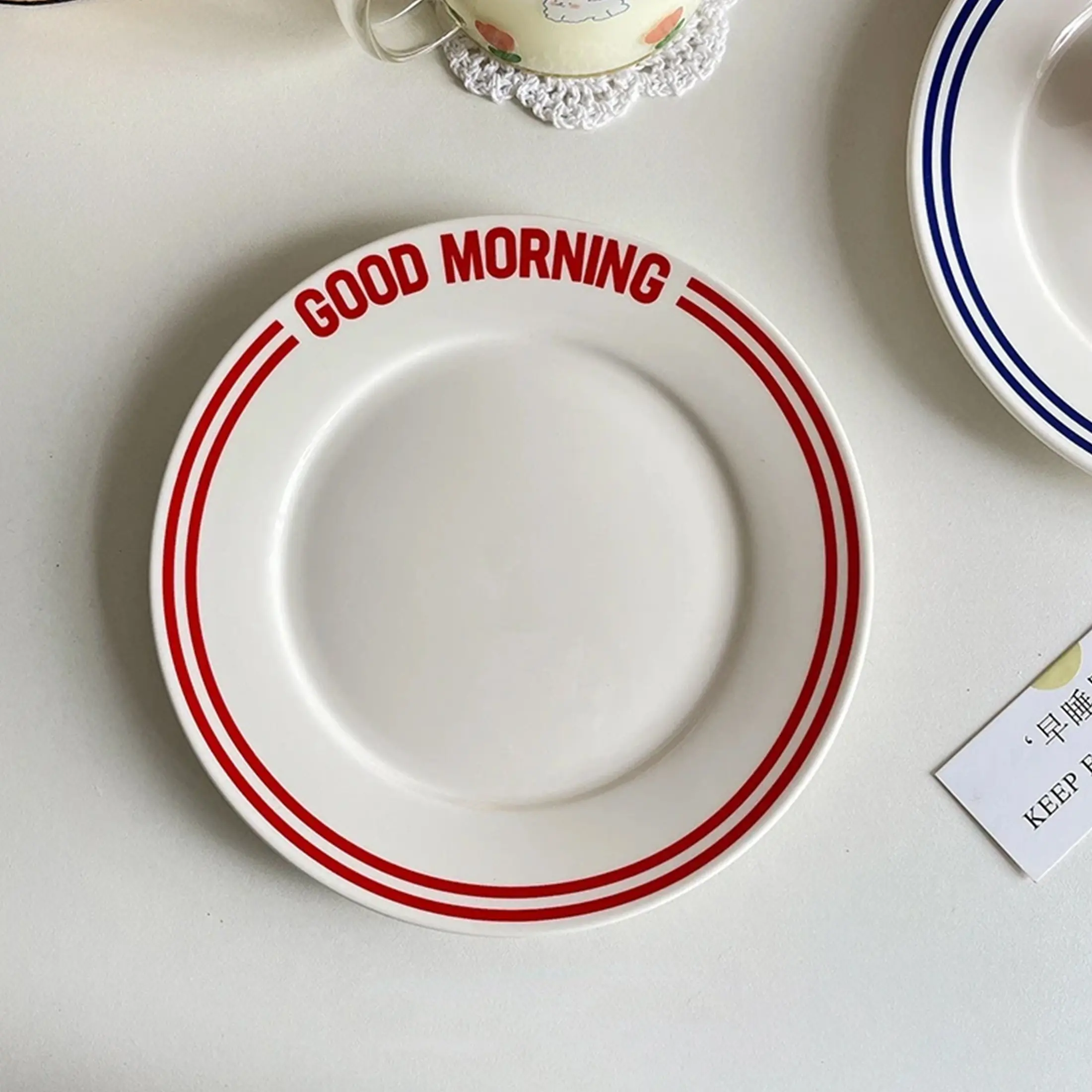 1pc Nordic ceramic tableware Western plate Salad steak plate Home dessert plate Breakfast ceramic plate