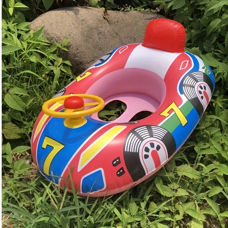 Inflatable Swimming Ring with Steering Wheel & Horn, Race Car Theme, Inflatable Water Float Seat, PVC Material, Portable Pool Float