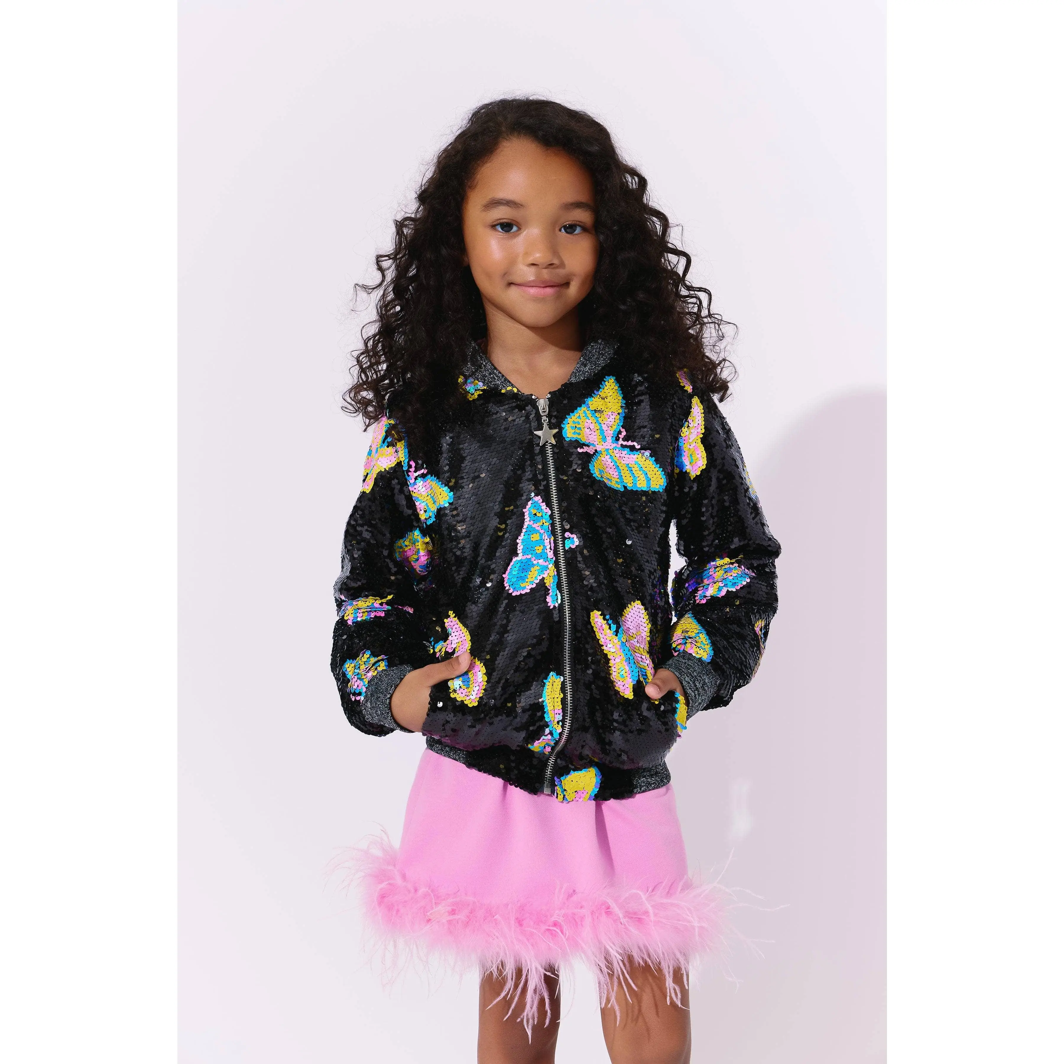 Magic Butterfly Sequin Bomber