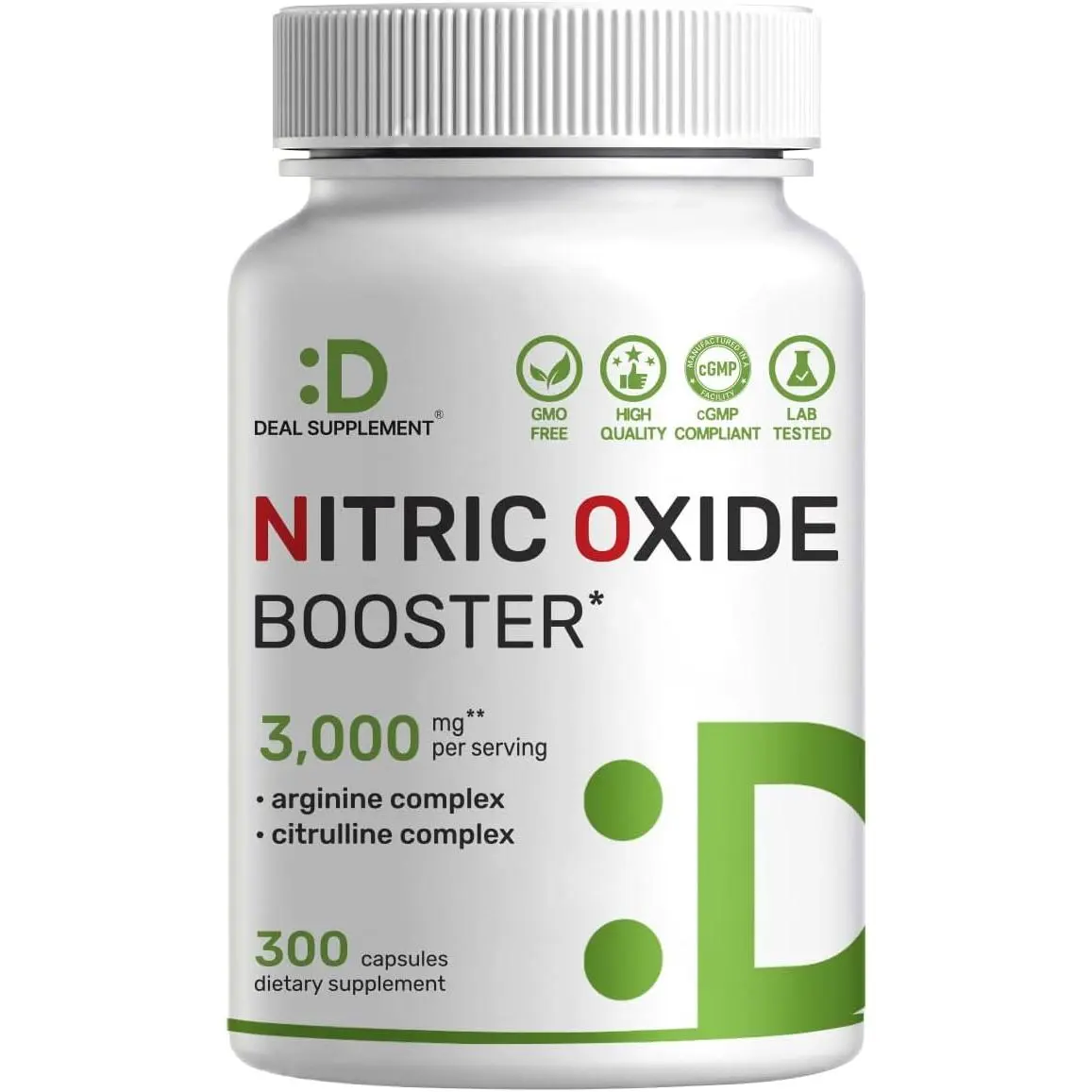 Nitric Oxide Supplement 3000mg High Potency 12-in-1 Muscle Growth Complex Extra Strength L-Arginine L-Citrulline Korean Red Ginseng Tongkat Ali Maca Root Marshmallow Booster Stamina Energy Fitness Support 300 Capsules
