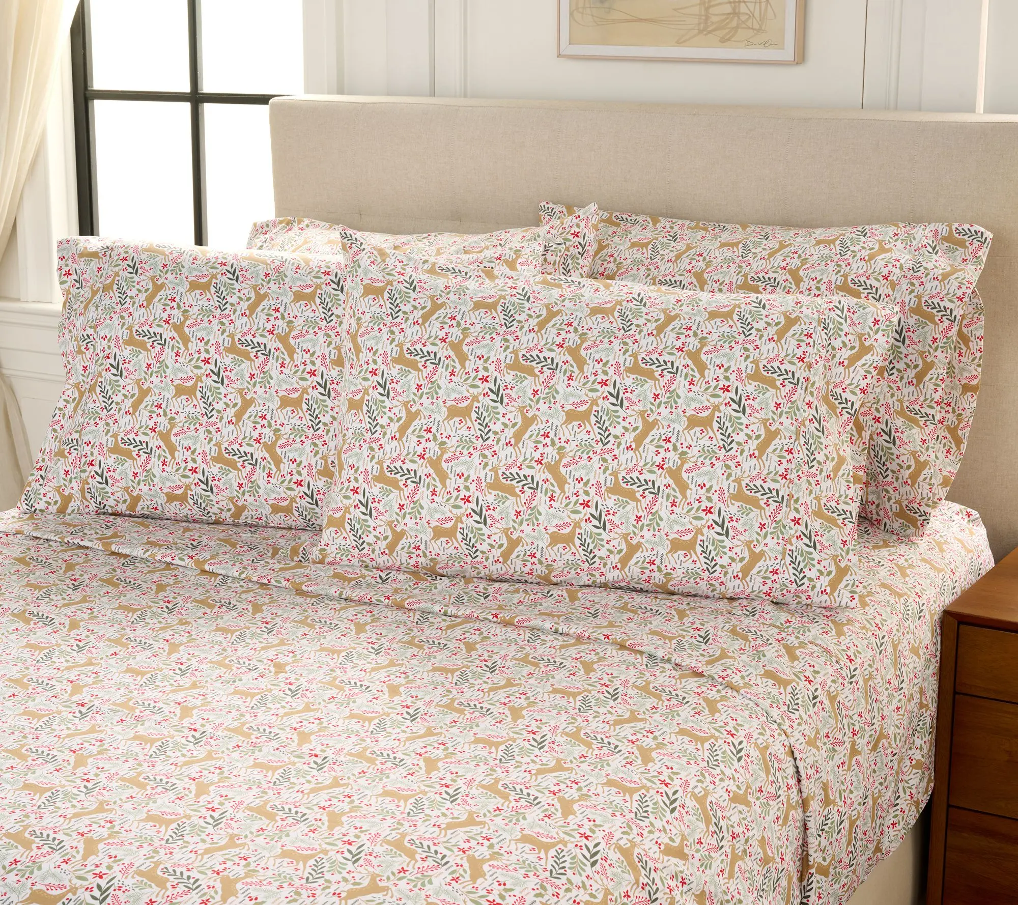 Home Reflections Double Brushed Holiday 6pc Sheet Set
