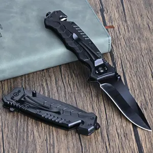 1/2pcs Ultimate Survival Pocket Knife - Durable EDC Knife with Clip, Serrated Edge, And Broken Glass Function for Outdoor Enthusiasts, Camping, Hunting, And Emergency Situations - Perfect Gift for Dad, Black
