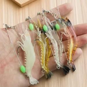 Self-Glowing Silicone Soft Lure for Night Fishing, Long Afterglow Tangle-Free Bait with Treble Hook, Eco-Friendly Material, Saltwater Freshwater Use, Targets Sea Bass, Trout, Bream.