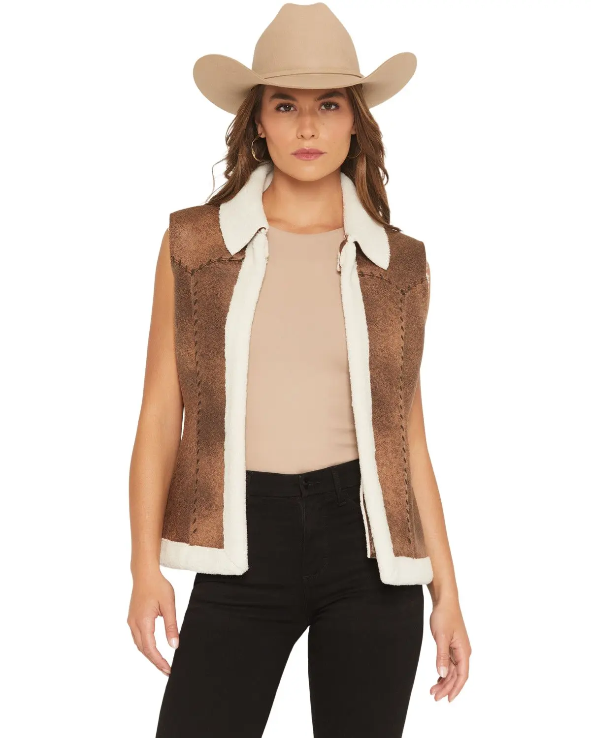 Cripple Creek Women's Women'S Shearling Faux Suede Vest - Cr18947-235