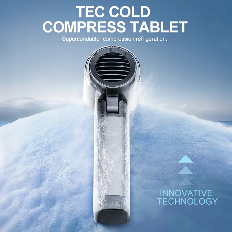 5-in-1 Rechargeable Handheld Portable Fan - High-Speed Turbo, 16°C Instant Cooling, Ice Compress Function, Folding Design, LED Display for Outdoor Travel Sports & Outdoor Use