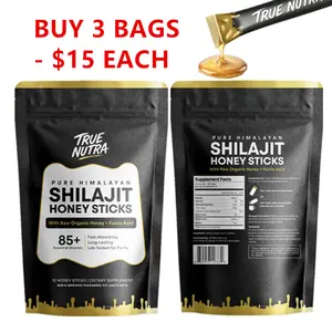 True Nutra Pure Himalayan Shilajit Honey Sticks with Raw Organic Honey Fulvic Acid, Fast-Absorbing, Long-Lasting, 85+ Essential Minerals, Lab-Tested for Purity - 10 Sticks