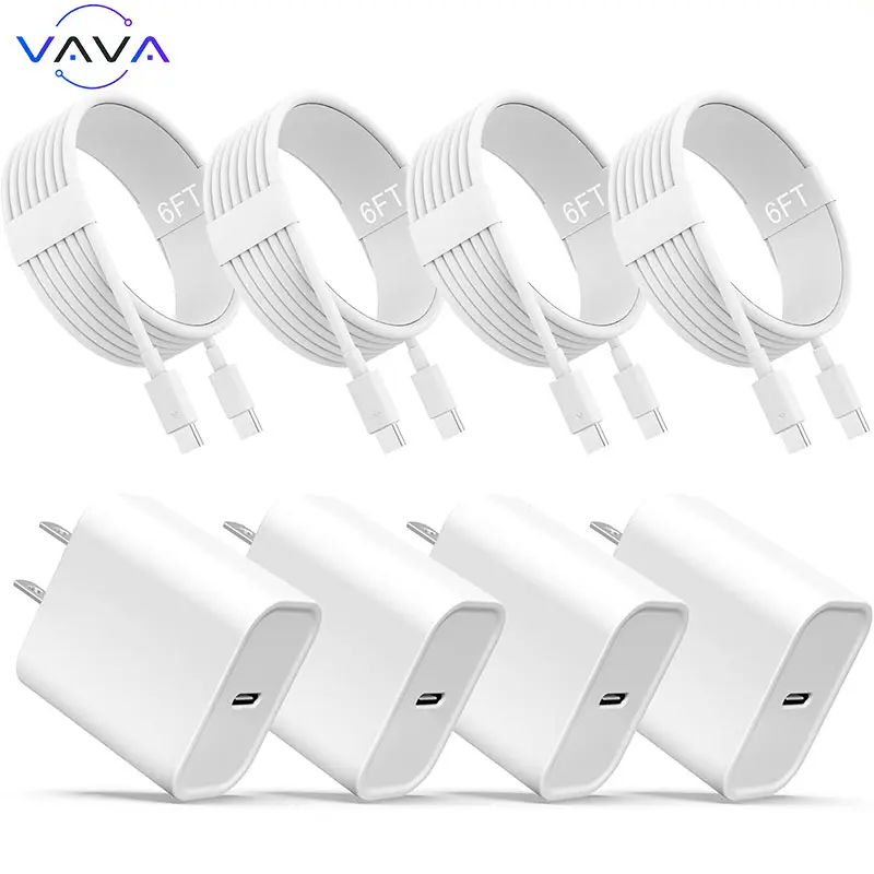 6FT iPhone 17 16 15 Charger Fast Charging Type C Chargers USB C Charger Block i Phone 16 Chargers with 4 Pack 6FT Cable for iPhone 16/16 Plus/16 Pro/16 Pro Max/iPhone 15/15 Pro Max/Samsung(White)
