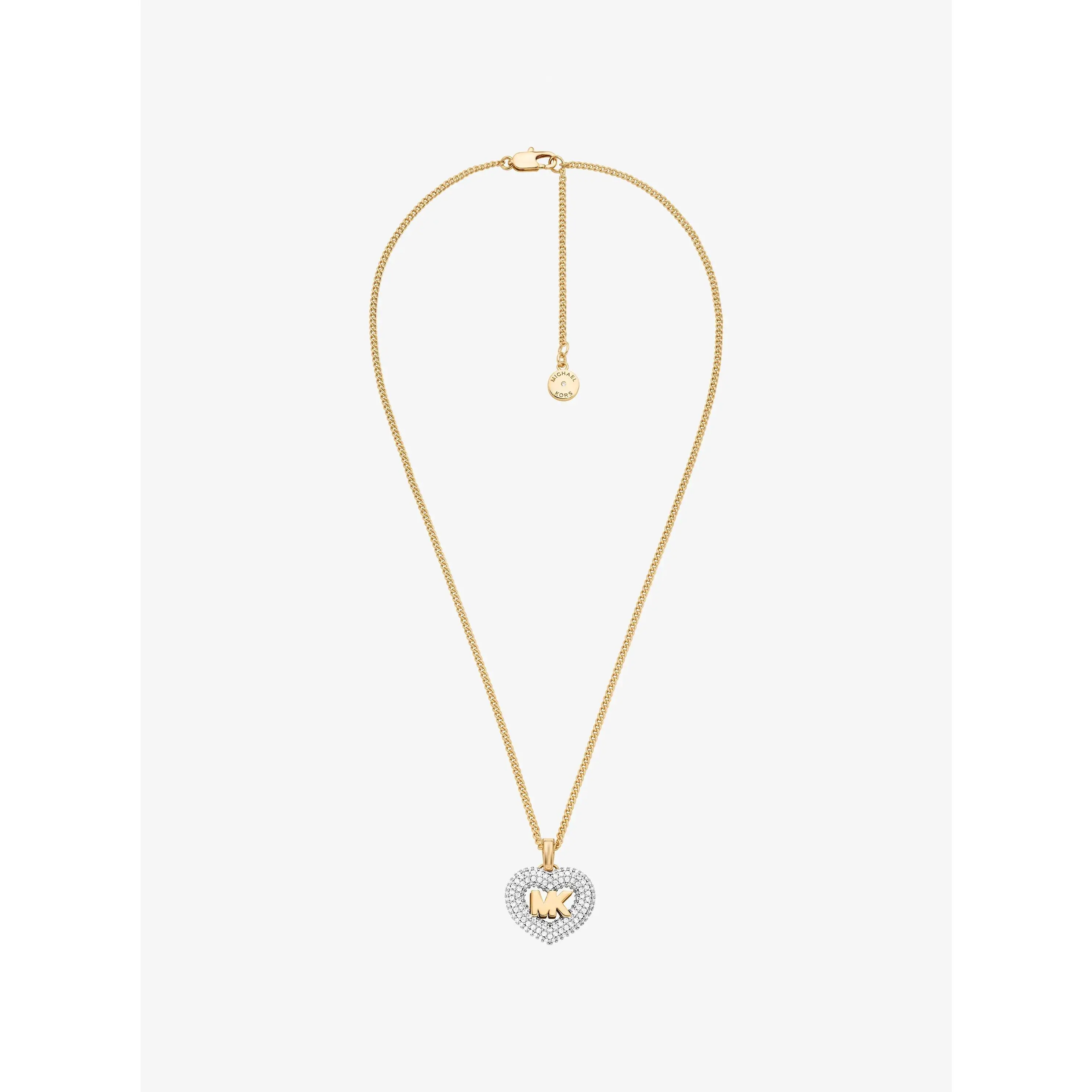 Logo and Pavé Heart Necklace