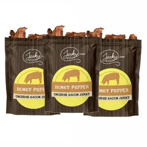 3 Pack - Honey Pepper Flavored Bacon Jerky - Made with 100% Real Dried Bacon - High in Protein, Low in Calories, Packed with Flavor, Made in the USA, USDA Certified - 5.25 oz.