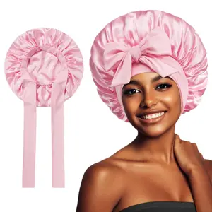 LOOKEYEME Sleeping Hat Women Satin Solid Night Sleep Cap Hair Care Bonnet Nightcap For Women Men Unisex Cap Bonnet De Nuit Shower Turban Pink Lightweight Box Bathroom Accessory