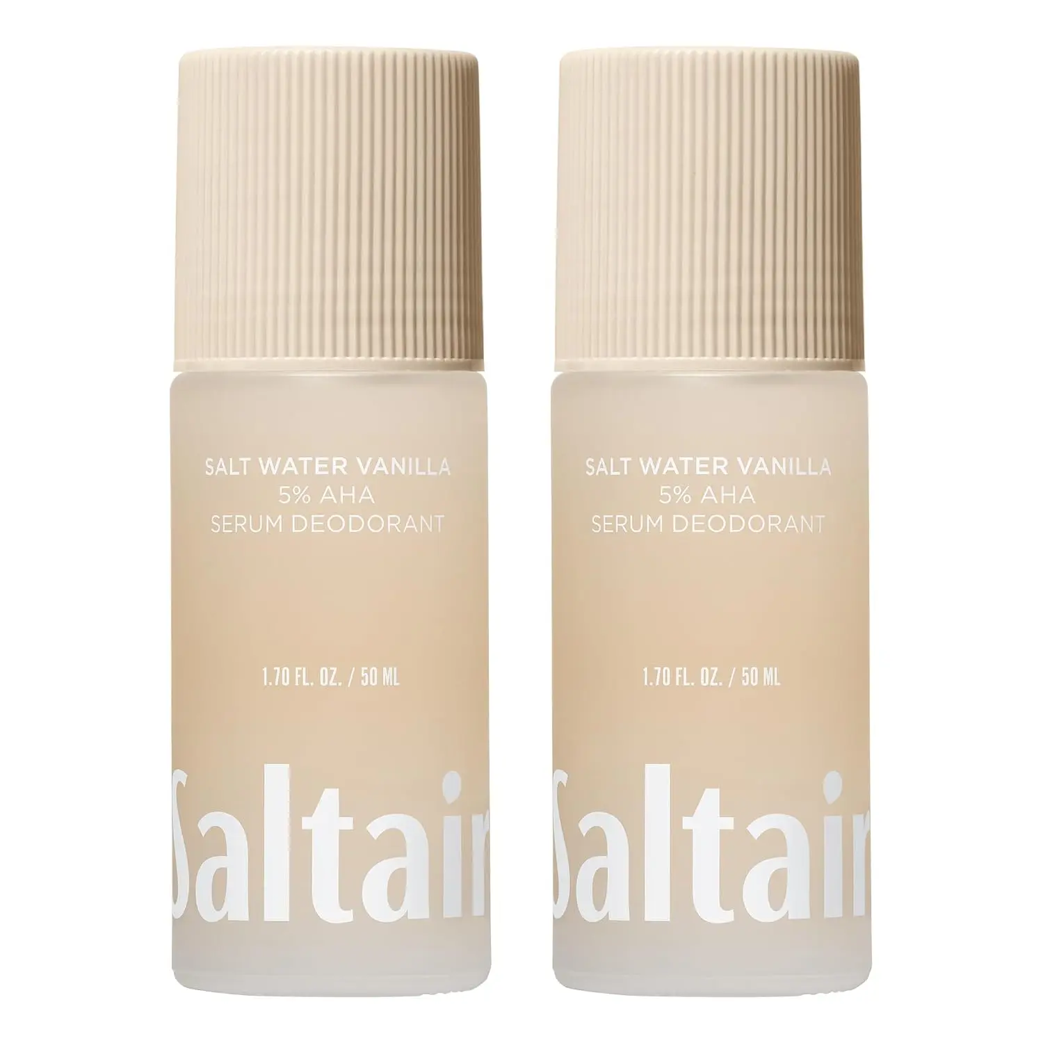 Saltair Serum Deodorant | 5% AHA Roll-On | Salt Water Vanilla, 2 Pack | Skin-care acid blend for even application, fresh-feeling underarms, and simple everyday use