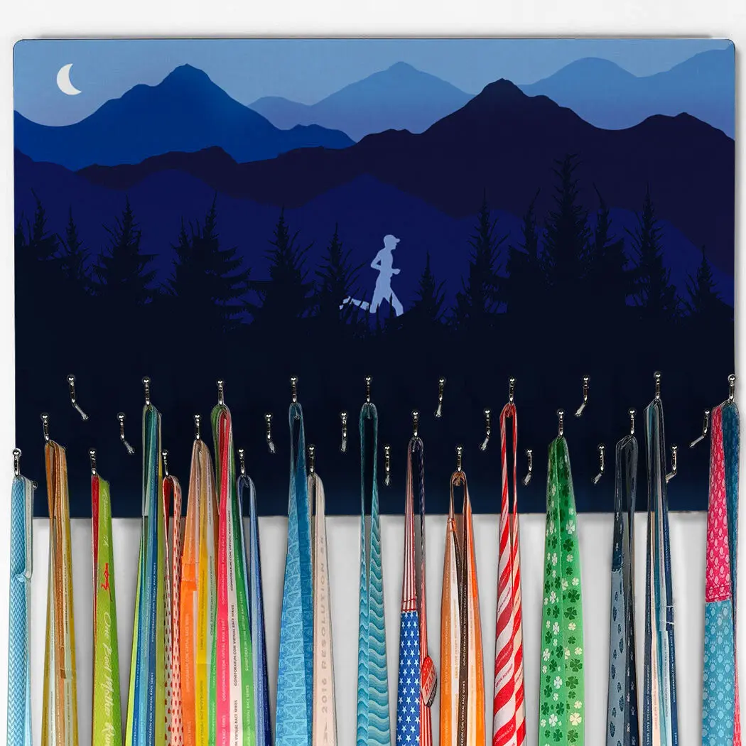 Large Running Medal Hanging Display Hanger, Home Organizer with 30 Hooks & Bold Designs - Ideal Runner Gift for Runners, Medals