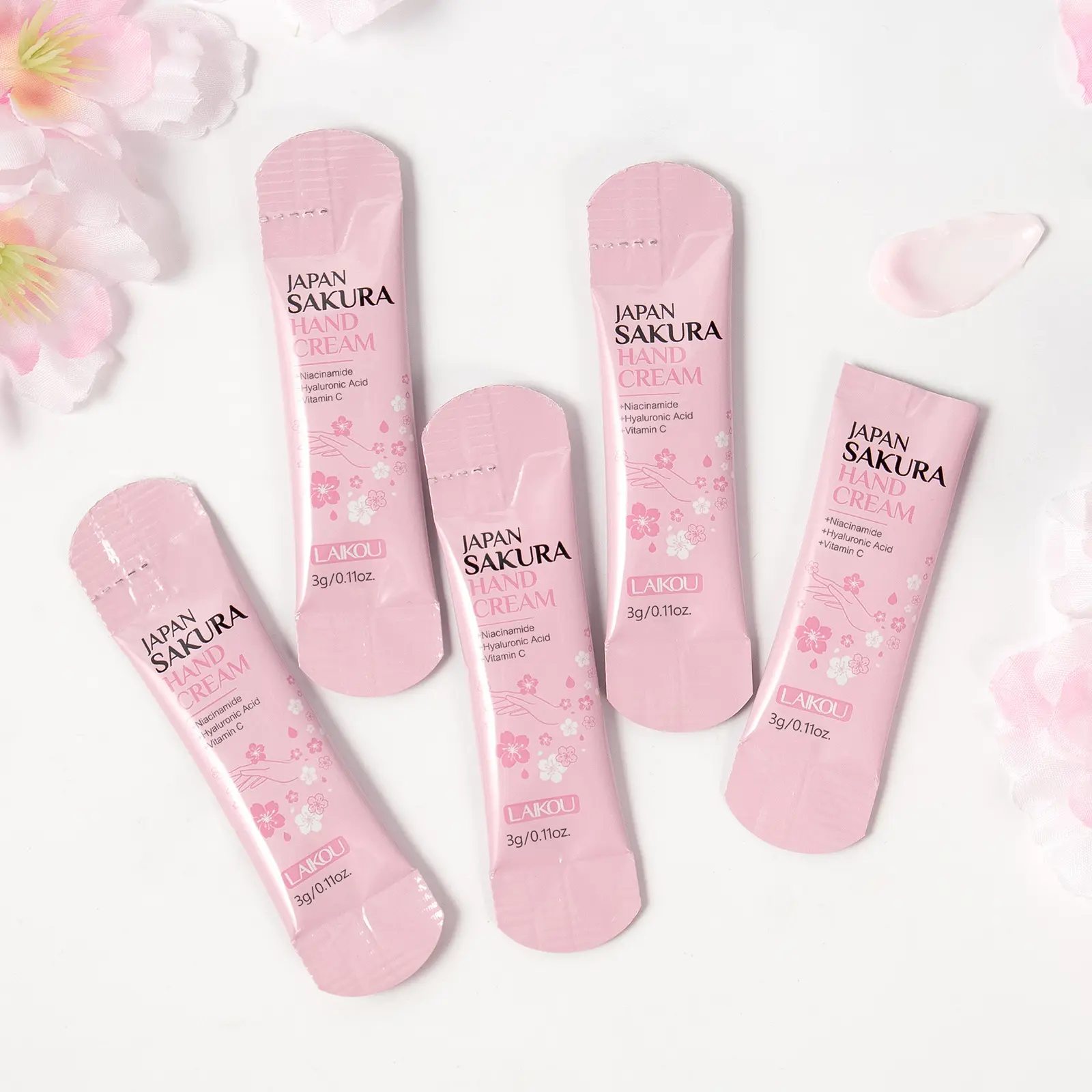 Mini Portable Moisturizing Hand Cream Travel Size 3g/sheet, Sakura Scented, Outdoor Travel, Office Use, Anti-Chapping, Hydrating, Single-Use Packaging, Long-Lasting Moisture