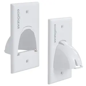 ECHOGEAR White in Wall Cable Hider for Wall Mount TV - Single Gang Pass Through Pair with Drywall Brackets Included - Manage 8 Low Voltage Cords Behind The Wall - Quick Install with Wall Template