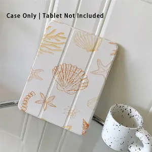 Orange Seashell Collection, with adjustable stand and pen slot, foldable non-slip TPU protective case, suitable for Samsung, iPad mini, iPad Air, iPad Pro/iPad 10th generation, 11th generation and other iPad models.