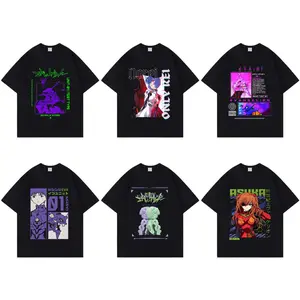 Anime Neon Genesis Evangelion Colorful Fashion Cool Classic INS Vintage Streetwear Crew Neck Pure Cotton Soft T-shirt Women Men Unisex Summer Comfortable and Stylish Items Holiday Gifts Father's Day